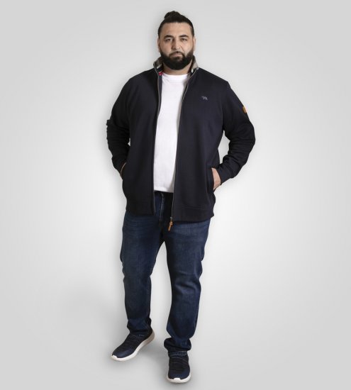 D555 Johnson Zip Through Fleece Sweatshirt with Chest Embroidery Navy - Megztiniai ir džemperiai - Megztiniai ir Džemperiai - 2XL-14XL