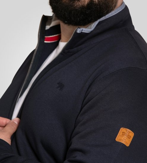 D555 Johnson Zip Through Fleece Sweatshirt with Chest Embroidery Navy - Megztiniai ir džemperiai - Megztiniai ir Džemperiai - 2XL-14XL