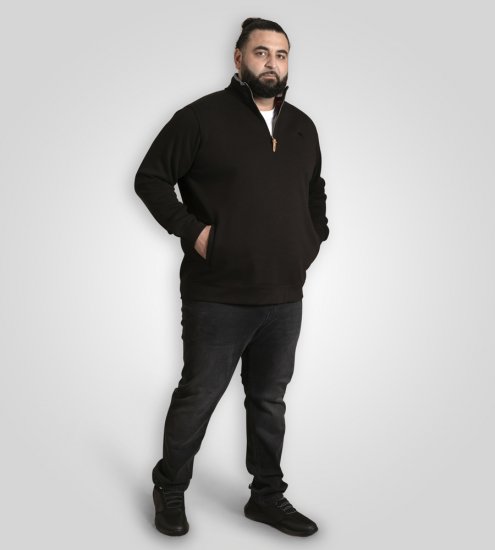 D555 Russel Fleece Sweatshirt with Chest Embroidery Black - Megztiniai ir džemperiai - Megztiniai ir Džemperiai - 2XL-14XL