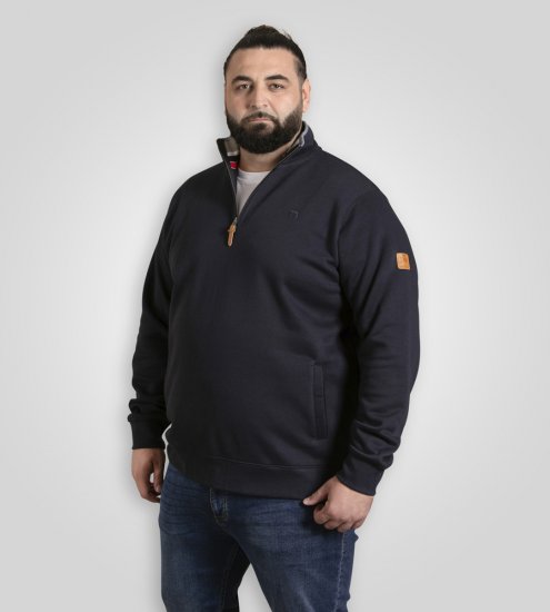D555 Russel Zip Through Fleece Sweatshirt with Chest Embroidery Navy - Megztiniai ir džemperiai - Megztiniai ir Džemperiai - 2XL-14XL