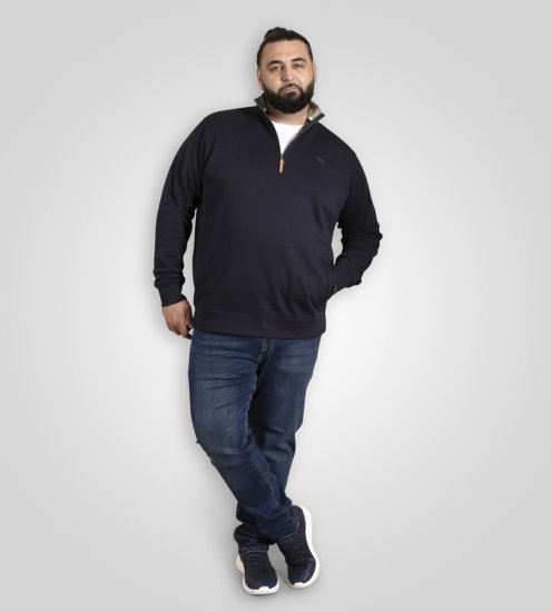 D555 Russel Zip Through Fleece Sweatshirt with Chest Embroidery Navy - Megztiniai ir džemperiai - Megztiniai ir Džemperiai - 2XL-14XL