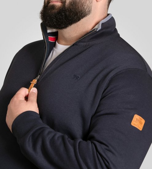 D555 Russel Zip Through Fleece Sweatshirt with Chest Embroidery Navy - Megztiniai ir džemperiai - Megztiniai ir Džemperiai - 2XL-14XL