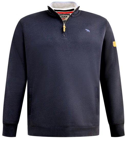 D555 Russel Zip Through Fleece Sweatshirt with Chest Embroidery Navy - Megztiniai ir džemperiai - Megztiniai ir Džemperiai - 2XL-14XL