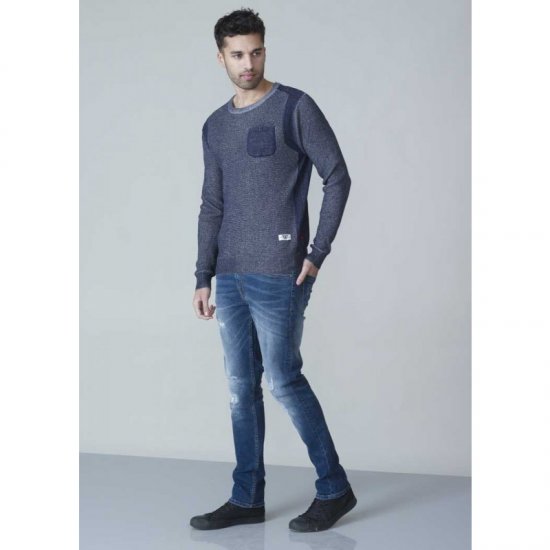 D555 Bryson Crewneck Sweater with Pocket Navy - Megztiniai ir džemperiai - Megztiniai ir Džemperiai - 2XL-14XL