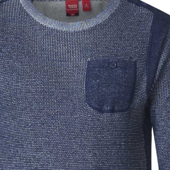 D555 Bryson Crewneck Sweater with Pocket Navy - Megztiniai ir džemperiai - Megztiniai ir Džemperiai - 2XL-14XL