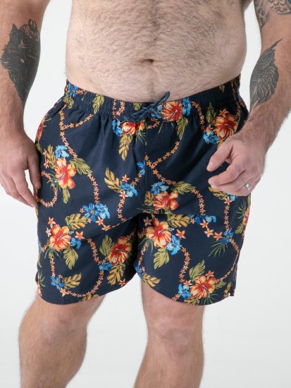 D555 Dawson AO Printed Hawaiian Swim Shorts Navy - Apatinis trikotažas ir plaukimo apranga - Apatinis trikotažas - 2XL-8XL