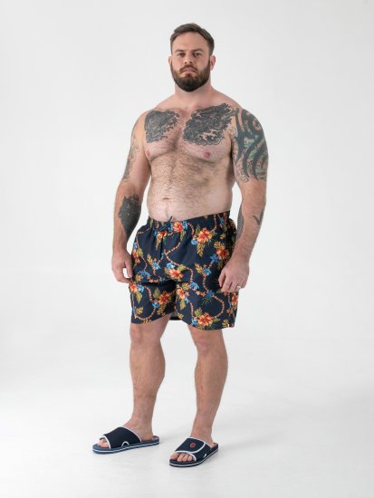 D555 Dawson AO Printed Hawaiian Swim Shorts Navy - Apatinis trikotažas ir plaukimo apranga - Apatinis trikotažas - 2XL-8XL