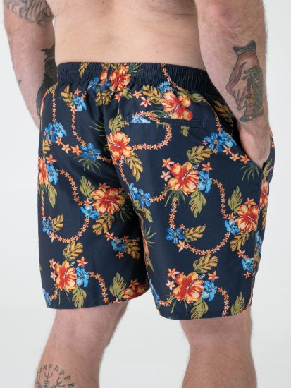 D555 Dawson AO Printed Hawaiian Swim Shorts Navy - Apatinis trikotažas ir plaukimo apranga - Apatinis trikotažas - 2XL-8XL