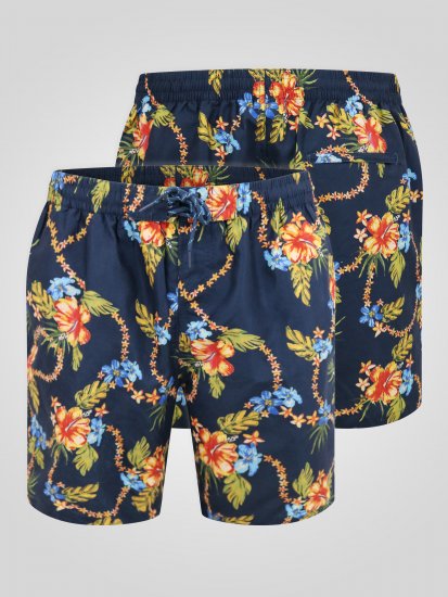 D555 Dawson AO Printed Hawaiian Swim Shorts Navy - Apatinis trikotažas ir plaukimo apranga - Apatinis trikotažas - 2XL-8XL