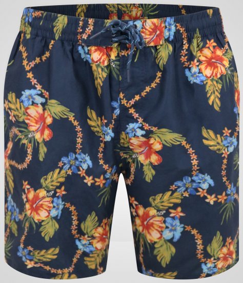 D555 Dawson AO Printed Hawaiian Swim Shorts Navy - Apatinis trikotažas ir plaukimo apranga - Apatinis trikotažas - 2XL-8XL