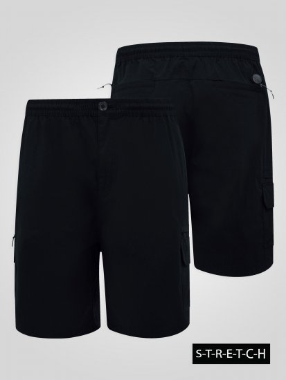 D555 Thomas Full Elastic Waist Stretch Shorts Black - Šortai - Šortai - W40-W60