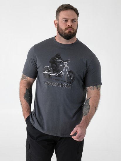 D555 Craig Gorilla Biker Printed T-shirt Dark Gery - Marškinėliai - Marškinėliai - 2XL-14XL