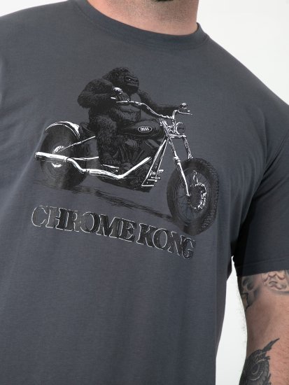 D555 Craig Gorilla Biker Printed T-shirt Dark Gery - Marškinėliai - Marškinėliai - 2XL-14XL