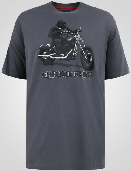 D555 Craig Gorilla Biker Printed T-shirt Dark Gery - Marškinėliai - Marškinėliai - 2XL-14XL