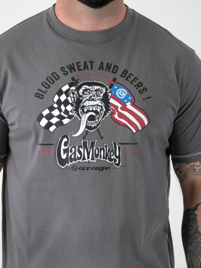 D555 Jasper Official Gas Monkey Printed T-Shirt Grey - Marškinėliai - Marškinėliai - 2XL-14XL