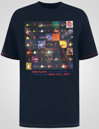 D555 Otto Official Pink Floyd 50th Anniversary Printed T-Shirt Navy - Marškinėliai - Marškinėliai - 2XL-14XL