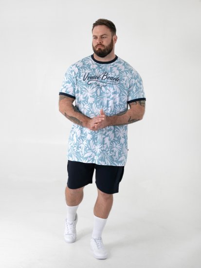 D555 Shoreham AO Printed Venice Beach Crew Neck T-shirt Blue - Marškinėliai - Marškinėliai - 2XL-14XL