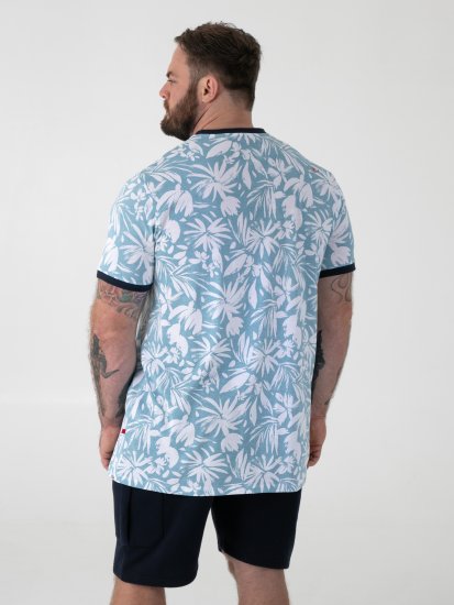 D555 Shoreham AO Printed Venice Beach Crew Neck T-shirt Blue - Marškinėliai - Marškinėliai - 2XL-14XL