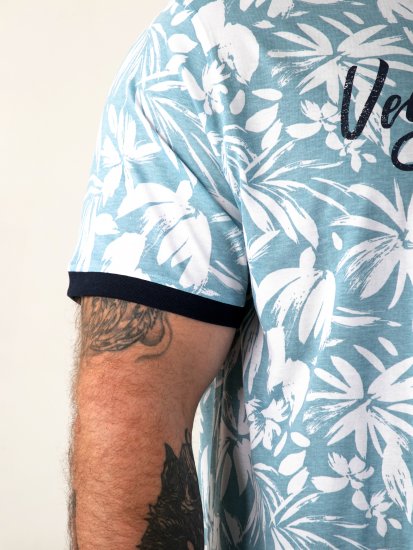 D555 Shoreham AO Printed Venice Beach Crew Neck T-shirt Blue - Marškinėliai - Marškinėliai - 2XL-14XL