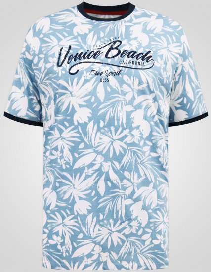 D555 Shoreham AO Printed Venice Beach Crew Neck T-shirt Blue - Marškinėliai - Marškinėliai - 2XL-14XL