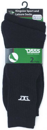 D555 Logan Sports And Leisure Socks 2-Pack Black - Apatinis trikotažas ir Plaukimo apranga - Apatinis trikotažas - 2XL-8XL