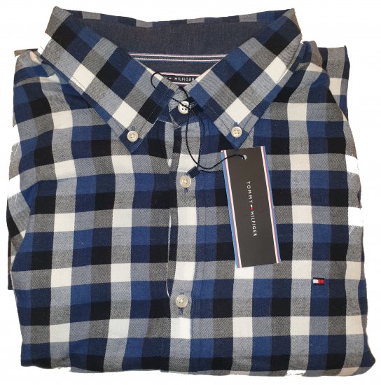 Tommy Hilfiger Gingham Twill Shirt Blue - Motley beprotiškas balandžio išpardavimas - 