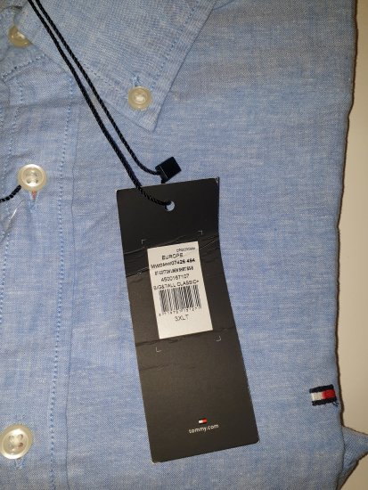 Tommy Hilfiger Cotton/linen Short Sleeve Shirt Blue - Motley beprotiškas balandžio išpardavimas - 