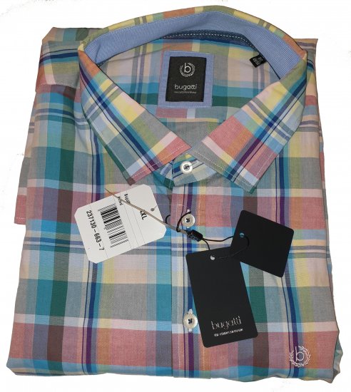 Bugatti 78868 Short Sleeve Shirt - Motley beprotiškas balandžio išpardavimas - 