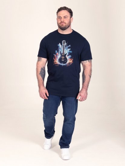 D555 Slater Markšinėliai su spauda Tamsiai mėlyna - Marškinėliai - Marškinėliai - 2XL-14XL