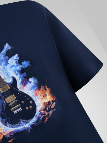 D555 Slater Markšinėliai su spauda Tamsiai mėlyna - Marškinėliai - Marškinėliai - 2XL-14XL