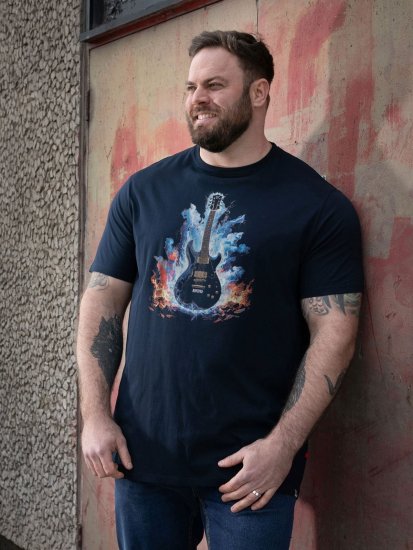 D555 Slater Markšinėliai su spauda Tamsiai mėlyna - Marškinėliai - Marškinėliai - 2XL-14XL