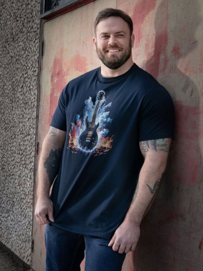 D555 Slater Markšinėliai su spauda Tamsiai mėlyna - Marškinėliai - Marškinėliai - 2XL-14XL