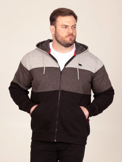 D555 Fitzgerald Zip Through Hoody With Cut & Sew Panels Juoda - Megztiniai ir džemperiai - Megztiniai ir Džemperiai - 2XL-14XL