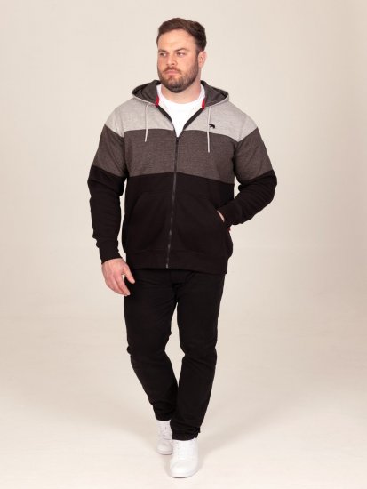 D555 Fitzgerald Zip Through Hoody With Cut & Sew Panels Juoda - Megztiniai ir džemperiai - Megztiniai ir Džemperiai - 2XL-14XL