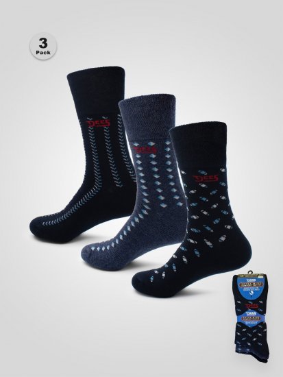 D555 Harold 3 Extra Wide Comfort Fit Socks 3-pack Navy/Denim - Apatinis trikotažas ir plaukimo apranga - Apatinis trikotažas - 2XL-8XL