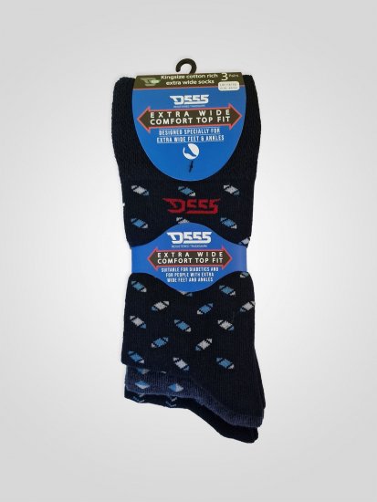 D555 Harold 3 Extra Wide Comfort Fit Socks 3-pack Navy/Denim - Apatinis trikotažas ir plaukimo apranga - Apatinis trikotažas - 2XL-8XL