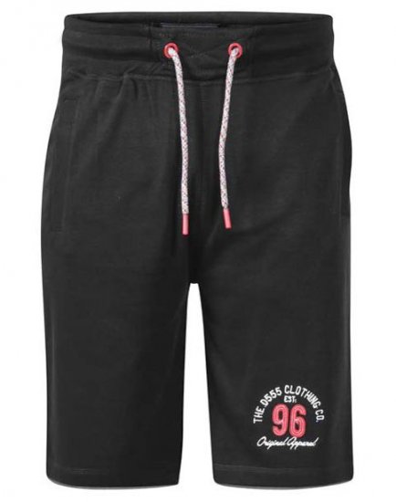 D555 Tompkins 1 Elasticated Waist Shorts Black - Laisvalaikio kelnės ir šortai - Laisvalaikio Kelnės ir Šortai - 2XL-12XL
