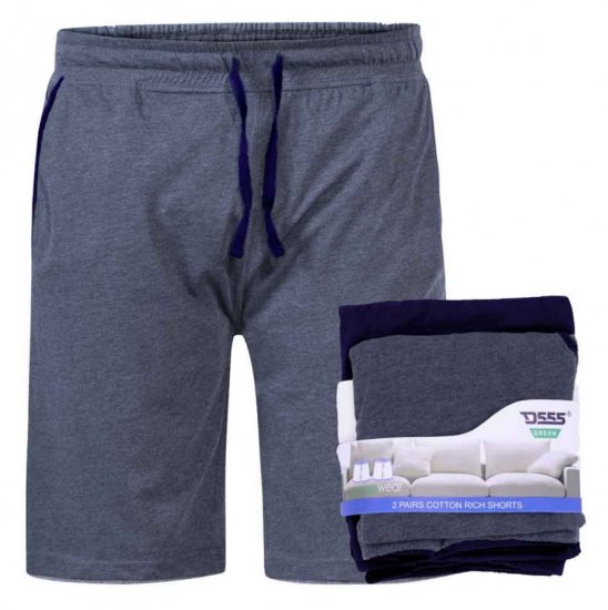 D555 Cobra Two Pack Elasticated Waist Band Jersey Shorts With Pockets - Laisvalaikio kelnės ir šortai - Laisvalaikio Kelnės ir Šortai - 2XL-12XL