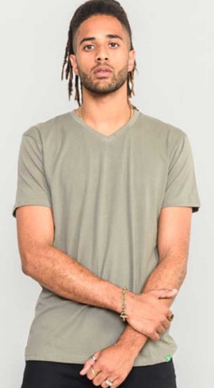 D555 Signature V-neck T-shirt Khaki - Marškinėliai - Marškinėliai - 2XL-14XL