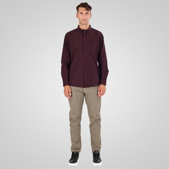 Double Outfitters GS-5225 Oksfordo marškiniai Bordo - Marškiniai - Marškiniai - 2XL-8XL