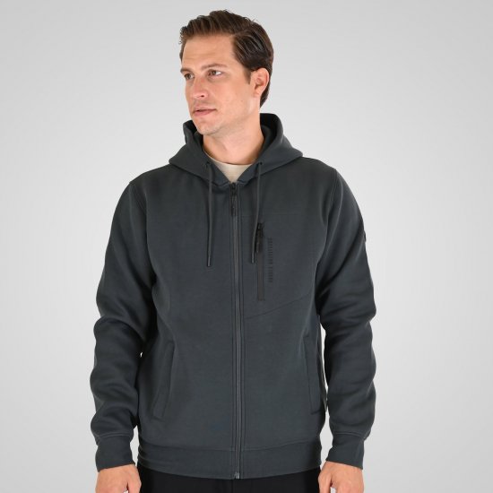 Double Outfitters MTOP-1160 Džemperis su gobtuvu ir užtrauktuku Tamsiai žalia - Megztiniai ir džemperiai - Megztiniai ir Džemperiai - 2XL-14XL