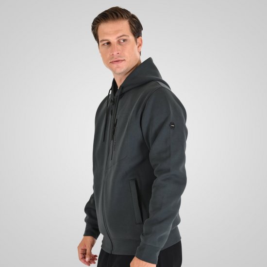 Double Outfitters MTOP-1160 Džemperis su gobtuvu ir užtrauktuku Tamsiai žalia - Megztiniai ir džemperiai - Megztiniai ir Džemperiai - 2XL-14XL
