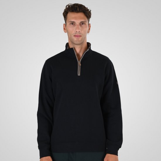 Double Outfitters MTOP-1163 Džemperis su trumpu užtrauktuku Juoda - Megztiniai ir džemperiai - Megztiniai ir Džemperiai - 2XL-14XL