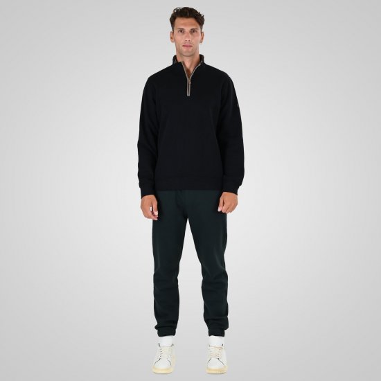 Double Outfitters MTOP-1163 Džemperis su trumpu užtrauktuku Juoda - Megztiniai ir džemperiai - Megztiniai ir Džemperiai - 2XL-14XL