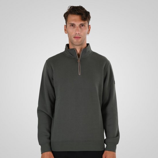 Double Outfitters MTOP-1163 Džemperis su trumpu užtrauktuku Chaki - Megztiniai ir džemperiai - Megztiniai ir Džemperiai - 2XL-14XL