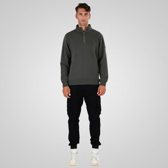 Double Outfitters MTOP-1163 Džemperis su trumpu užtrauktuku Chaki - Megztiniai ir džemperiai - Megztiniai ir Džemperiai - 2XL-14XL