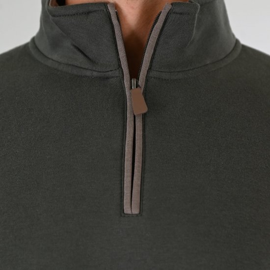 Double Outfitters MTOP-1163 Džemperis su trumpu užtrauktuku Chaki - Megztiniai ir džemperiai - Megztiniai ir Džemperiai - 2XL-14XL