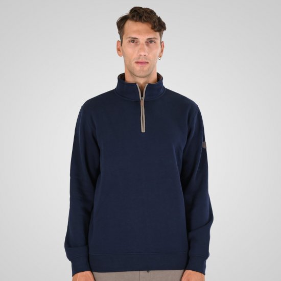 Double Outfitters MTOP-1163 Džemperis su trumpu užtrauktuku Tamsiai mėlyna - Megztiniai ir džemperiai - Megztiniai ir Džemperiai - 2XL-14XL