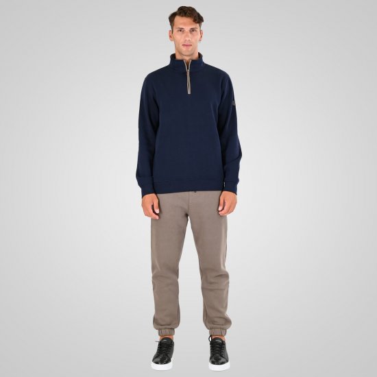 Double Outfitters MTOP-1163 Džemperis su trumpu užtrauktuku Tamsiai mėlyna - Megztiniai ir džemperiai - Megztiniai ir Džemperiai - 2XL-14XL