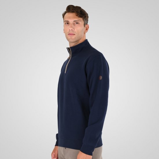 Double Outfitters MTOP-1163 Džemperis su trumpu užtrauktuku Tamsiai mėlyna - Megztiniai ir džemperiai - Megztiniai ir Džemperiai - 2XL-14XL